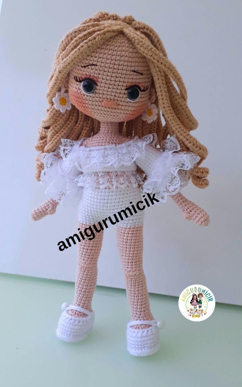Daisy Amigurumi Doll Crochet Pattern PDF | Girl Doll Tutorial | English Turkish French image 10
