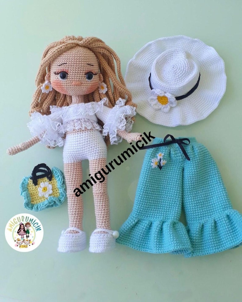 Daisy Amigurumi Doll Crochet Pattern PDF | Girl Doll Tutorial | English Turkish French image 6