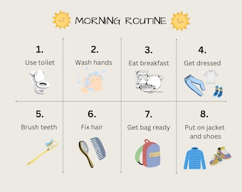 Kids Morning School/Daycare Routine, Kids Routine Chart, Kids Morning Checklist, Kids Printable Checklist, Toddler Morning Checklist
