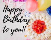 Animated Birthday E-Card: Cake & Balloons (Digital Download), Instant Download