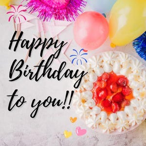 Animated Birthday E-Card: Cake & Balloons (Digital Download), Instant Download