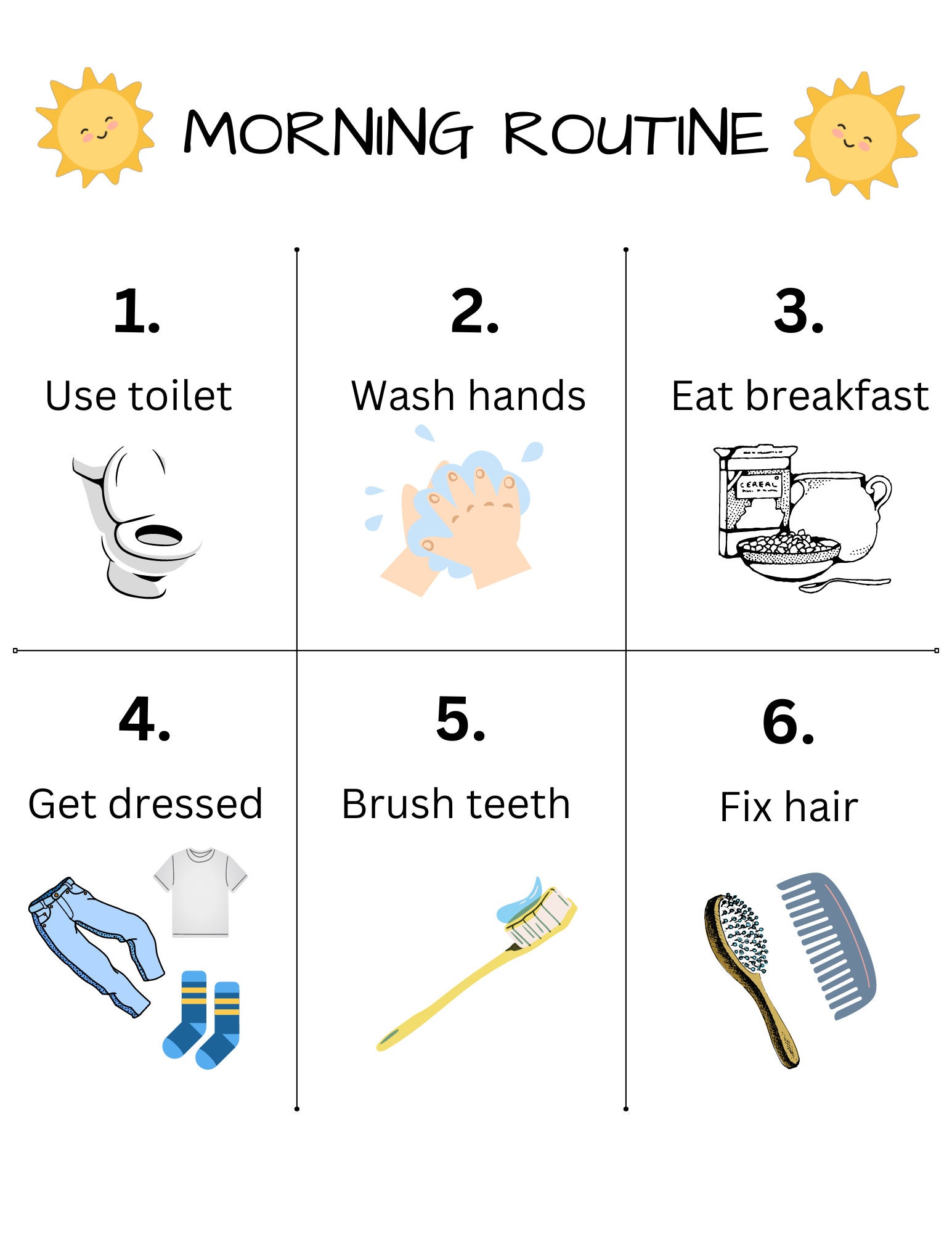 Kids Morning Routine, Kids Morning Routine Chart, Kids Morning Checklist, Kids Printable Checklist, Toddler Checklist