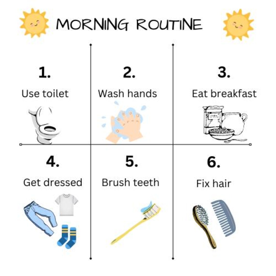 Morning Routine 930 Kids Morning Routine Chart: Printable Checklist (digital Download) - Etsy