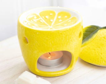 Lemon fragrance lamp | oil burner | ceramic wax melt lamp | scented wax lamp | fragrance lamp | oil burner
