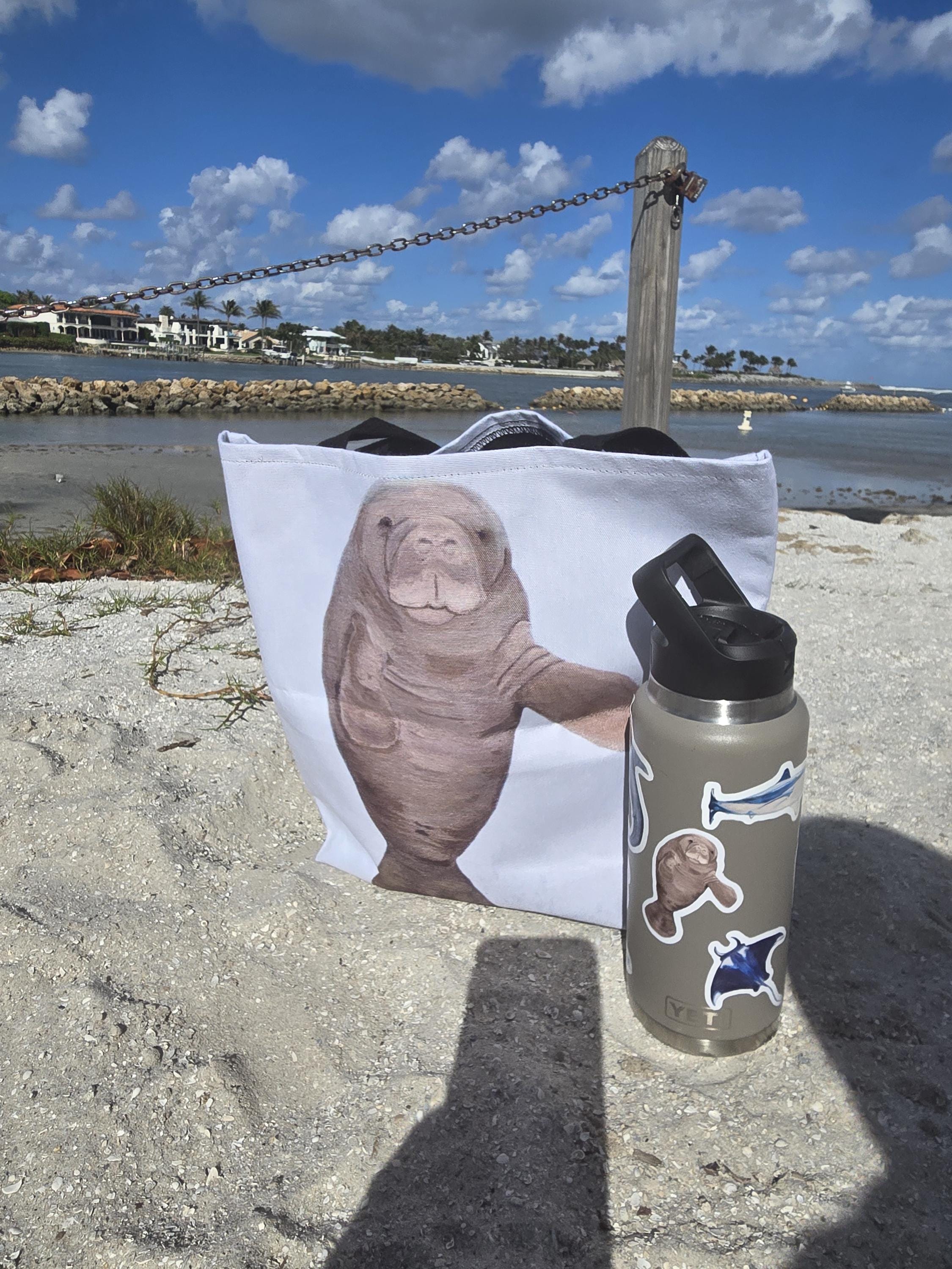 Manatee Beach Tote Bag - Etsy