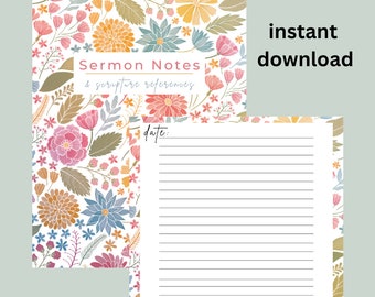 Floral Sermon Notes | Digital Download