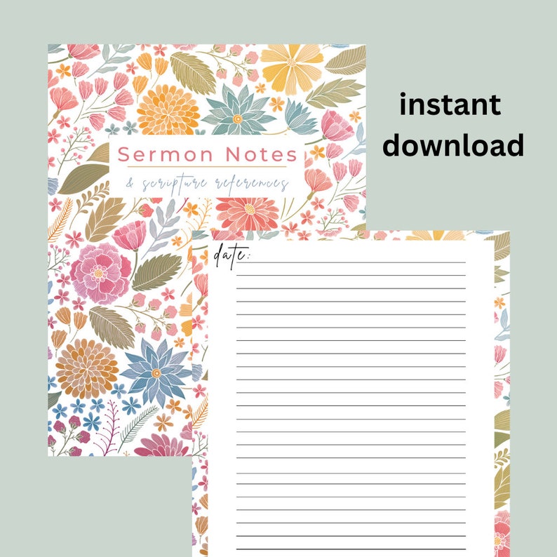 Floral Sermon Notes | Digital Download - Etsy