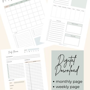Digital Planner - Monthly, Weekly, Daily [UNDATED] minimal, earth tones, fill in