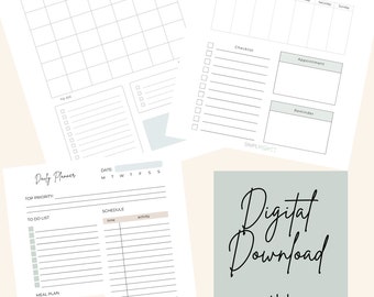 Digital Planner - Monthly, Weekly, Daily [UNDATED] minimal, earth tones, fill in