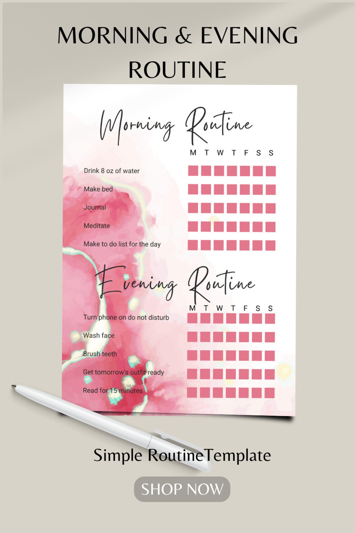 Morning and Evening Routine Checklist, Daily Routine Planner, Minimal ...
