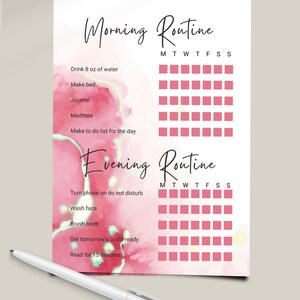 Morning and Evening Routine Checklist, Daily Routine Planner, Minimal ...