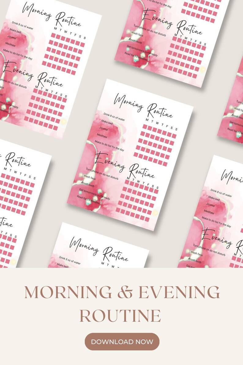 Morning and Evening Routine Checklist, Daily Routine Planner, Minimal ...