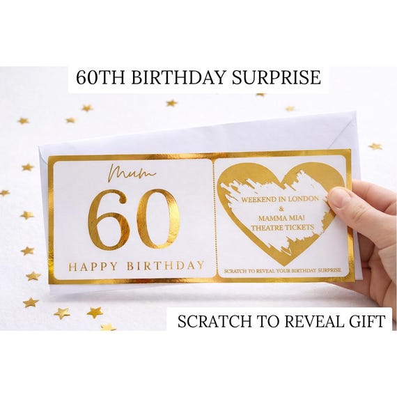 60th Birthday Scratch Card Gift | Personalised Birthday Voucher | Scratch to Reveal Surprise | 60th Gift Idea Him Her