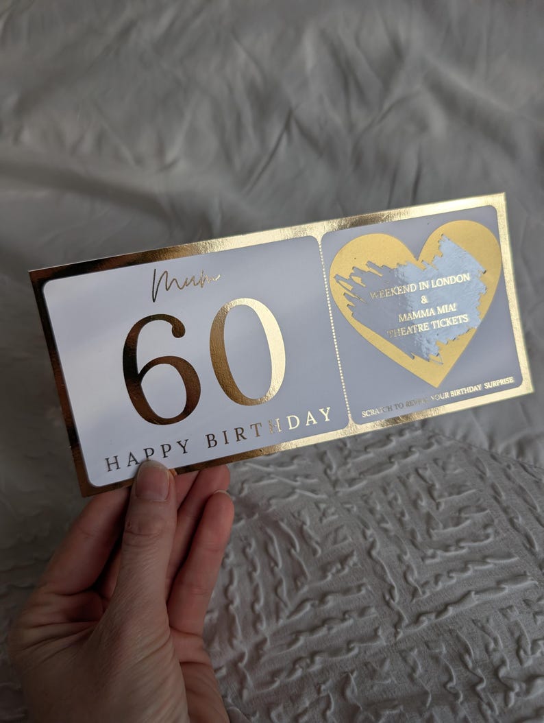 60th Birthday Scratch Card Gift | Personalised Birthday Voucher | Scratch to Reveal Surprise | 60th Gift Idea Him Her image 2