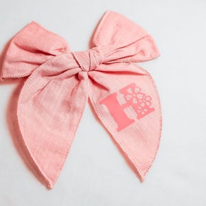 Personalized Name Cotton Linen Hair Bow - Customized Bow for Girls - Customizable Accesories - Little Girl Birthday Present, Christmas Gift