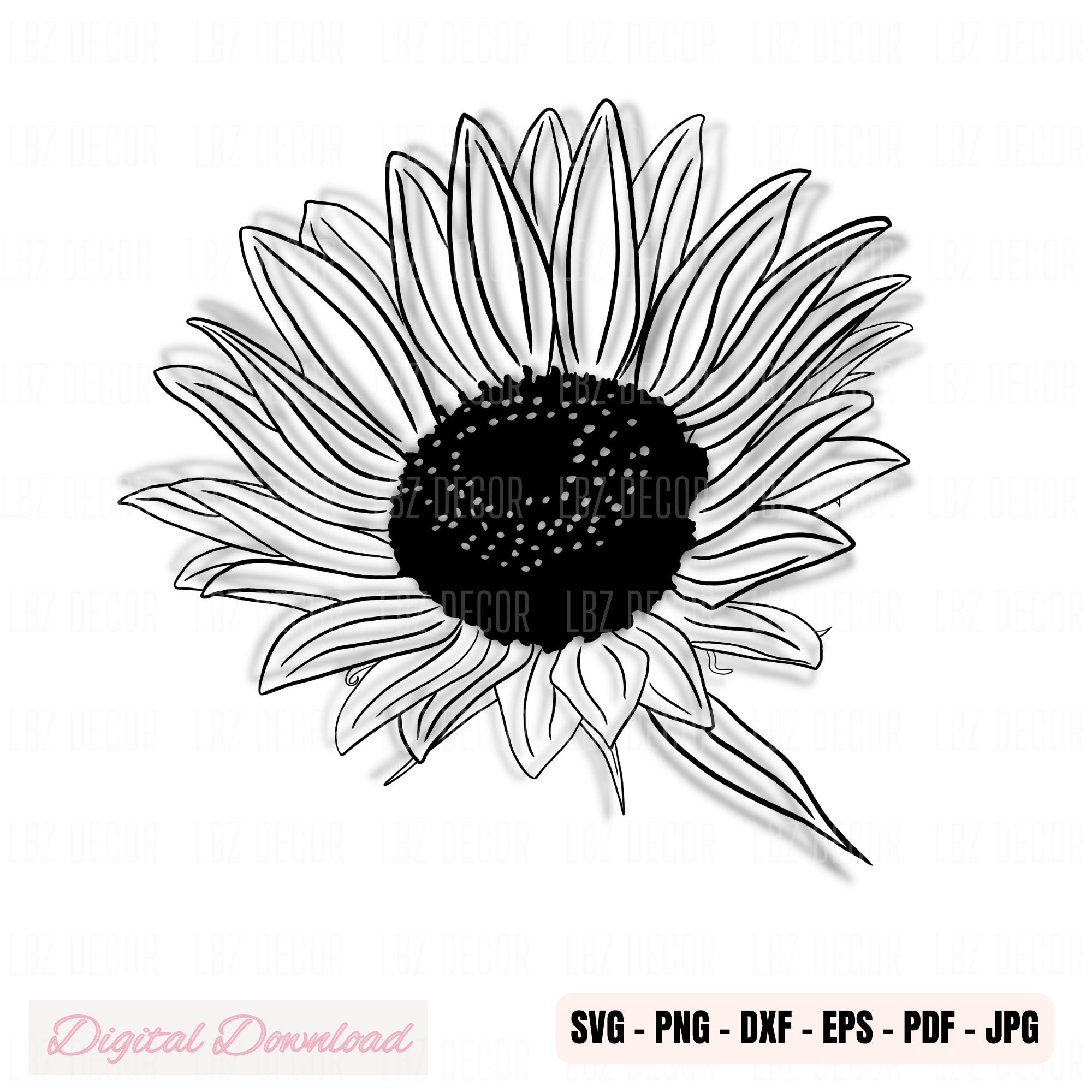 Sunflower Clipart SVG, Digital File - Etsy