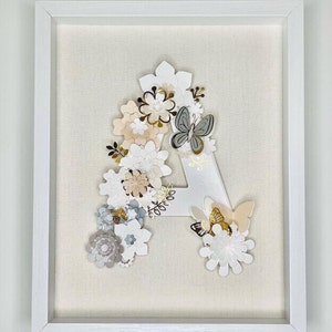 11" x 14" 3D Art Paper Flowers and Butterfly Shadow Box Frame - Presentes para berçário de bebê, quarto de menina, moldura para decoração de parede, chá de bebê