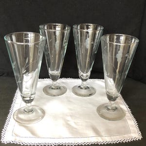 Set of 4 Princess House Heritage pattern 7 3/4&quot; pilsner/parfait glasses #442, vintage ca 1980s
