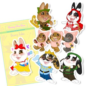 Bunny Fairy Tales Stickers, Vinyl Bunny Stickers, Bunny Stickers, Cute Bunny Stickers, Bunny Sticker Pack, Waterproof Stickers, Fairy Tales