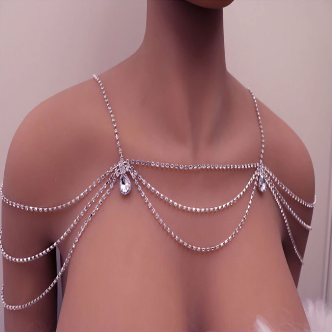 Lady Body Chain Breast Chain Luxury Jewelery Chest Chain Etsy