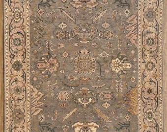 Exquisite Gray Turkish Oushak Hand Knotted Rug 4x6, 5x8, 6x9, 8x10, 9x12, 10x14 ft Handmade Rugs for Living Room - Antique Contemporary rug