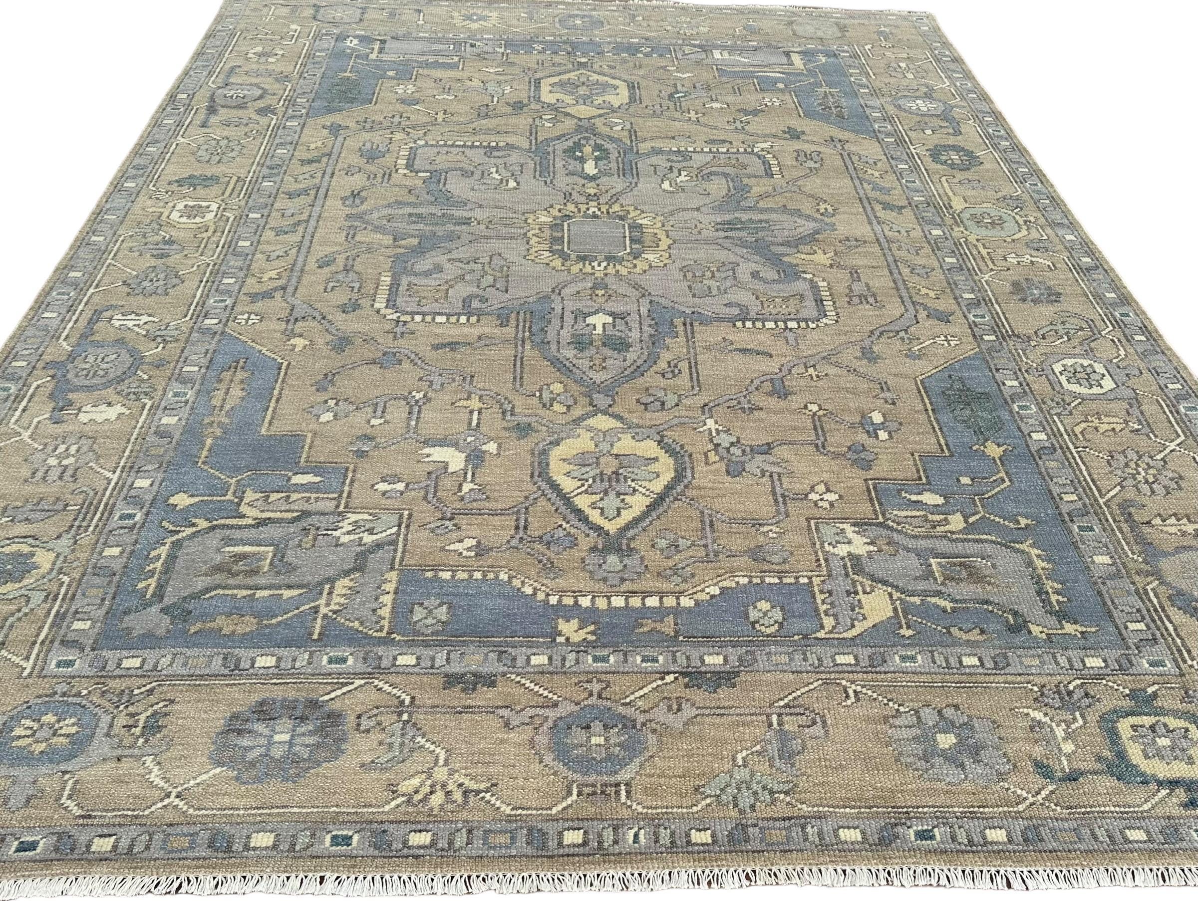 9x12 Ft Indian Hand Knotted Rug in Oushak Design - Handmade, Vintage ...