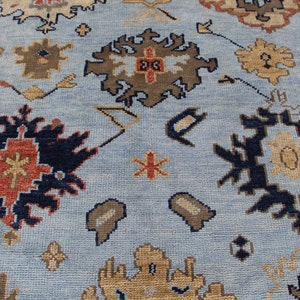Aqua Turkish Oushak rug 4x6, 5x8, 6x9, 8x10, 9x12, 10x14 ft Antique Hand Knotted Soft Wool rug, Oriental Living Area rug image 5
