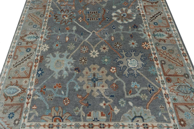 Modern Soft Gray Oushak Rug - 4x6, 5x8, 6x9, 8x10, 9x12, 10x14 ft & Runner - Persian weave Luxury Hand made Rugs for Living room, Bedroom image 1