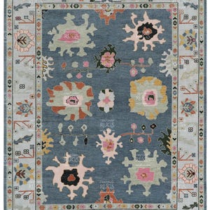 Grijs modern Oushak handgeknoopt tapijt 4 x 6, 5 x 8, 6 x 9, 8 x 10, 9 x 12, 10 x 14 ft handgemaakte tapijten voor woonkamer - antieke stijl eigentijds tapijt