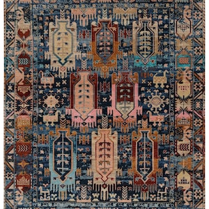 9x12 ft Quick ship! Blue - Pink - Multicolor Handknotted Indo Oushak Rug for Timeless Home Décor - Shop Now!