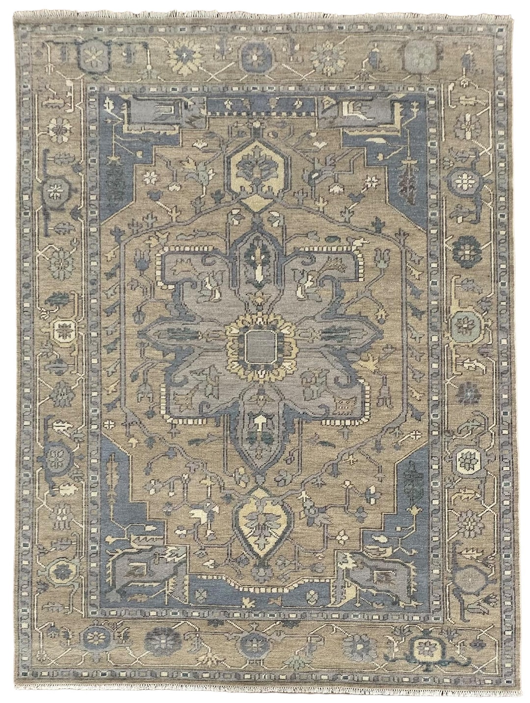 9x12 Ft Indian Hand Knotted Rug in Oushak Design - Handmade, Vintage ...
