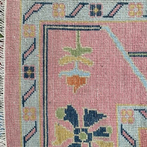 Exquisite Pink Turkish Oushak Hand Knotted Rug 4x6, 5x8, 6x9, 8x10, 9x12, 10x14 ft Handmade Rugs for Living Room Antique Contemporary rug image 6