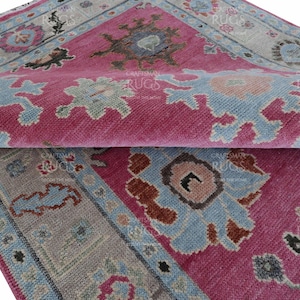 Moderner Rosa Oushak Handgeknüpfter Teppich 4x6, 5x8, 6x9, 8x10, 9x12, 10 x 14 ft Handgefertigte Teppiche für Wohnzimmer - Antiker Zeitgenössischer Teppich