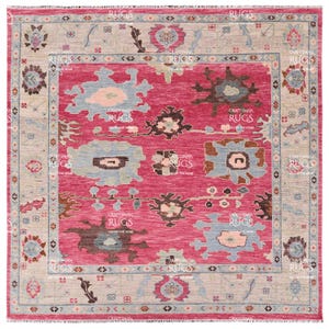 Pink Indo Oushak Hand Knotted Rug 4x6, 5x8, 6x9, 8x10, 9x12, 10x14 ft Handmade Rugs for Living Room - Antique style Contemporary rug