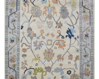 Elegant Oushak Turkish rug 4x6, 5x8, 6x9, 8x10, 9x12, 10x14 ft Antique Hand Knotted Soft Ivory rug, Oriental Living Area rug