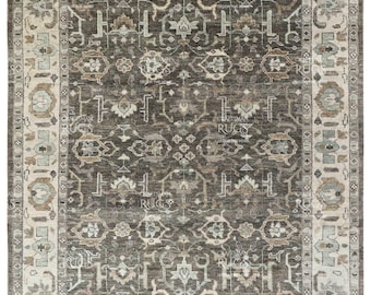 Hunter Green Handknotted Indo Oushak Rug - Antique Style, Handmade Area Rug in 8x10, 9x12, 10x14 ft - Perfect for Bedroom or Kitchen