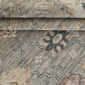 Greige Modern Oushak Hand Knotted Rug – 4x6, 5x8, 6x9, 8x10, 9x12, 10x14 ft – Handmade Wool Rug – Antique Contemporary Living Room Decor