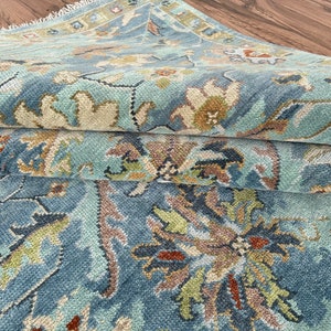 Tappeto moderno blu squisito annodato a mano 8x10, 9x12, 10 x 14 piedi Tappeti fatti a mano per soggiorno - Tappeto contemporaneo in stile antico