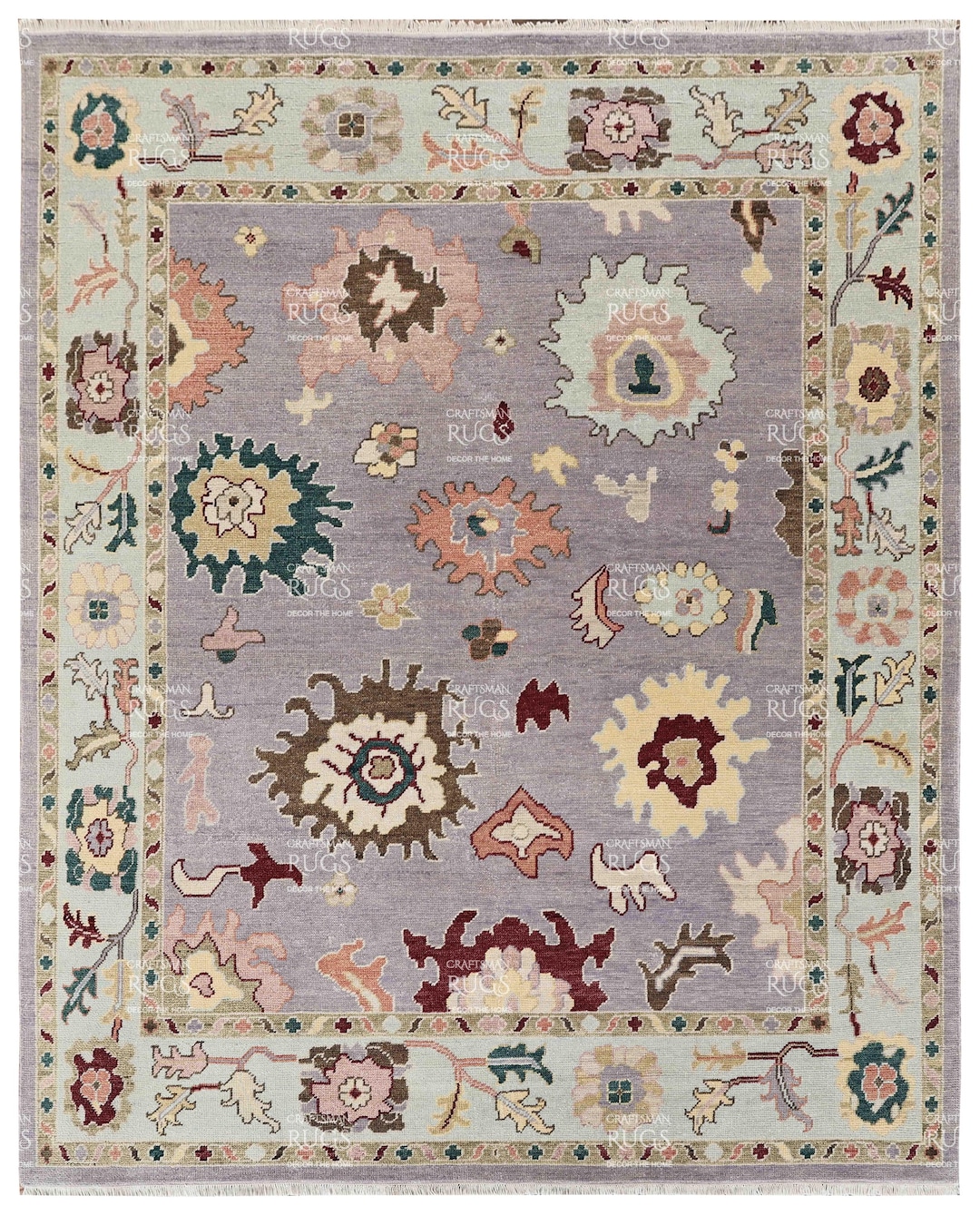 Lilac Rugs Pattern Lilac Indo Oushak Hand Knotted Rug 4x6, 5x8, 6x9, 8x10, 9x12, 10x14 Ft ...