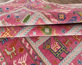 Exquisite Pink Afghan Hand Knotted Shabargan rug 4x6, 5x8, 6x9, 8x10, 9x12, 10x14 ft Handmade Gabbeh rug - Antique Ethnic rug