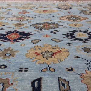 Aqua Turkish Oushak rug 4x6, 5x8, 6x9, 8x10, 9x12, 10x14 ft Antique Hand Knotted Soft Wool rug, Oriental Living Area rug image 2