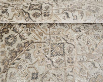 8x10 ft Quick Ship! Cream-Beige Hand-knotted High-Low pile Oushak design Rug - Luxurious Handmade Area Rug, Unique Carpet for Living Room