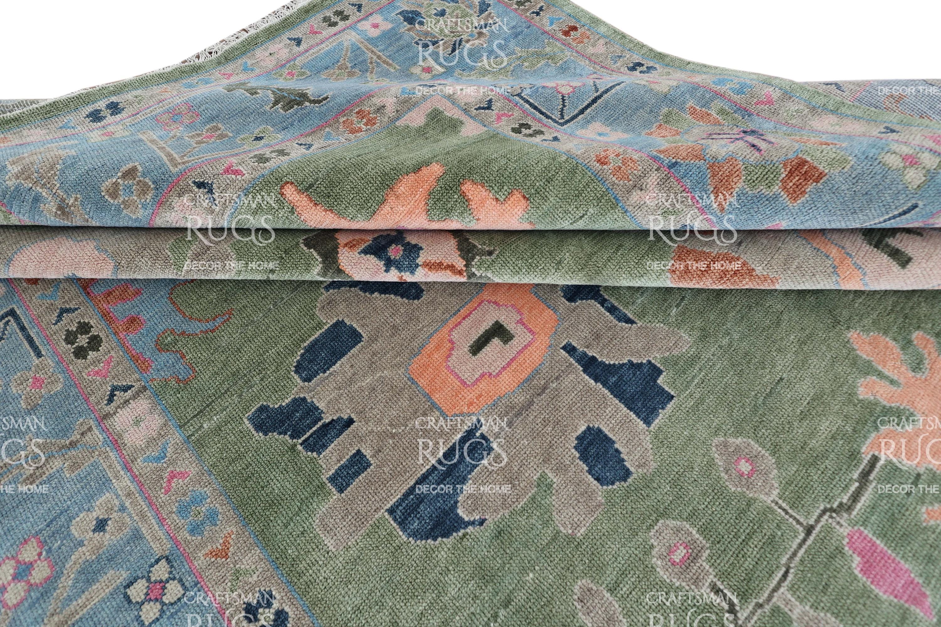 10x14 Ft Quick Ship! Green Turkish Inspired Oushak Design Hand Knotted ...