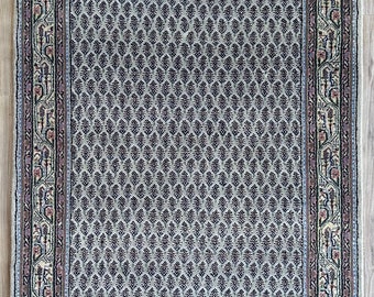 3x5 ft Ice grey Traditional Mir Hand knotted Rug | Wool Area Lychee Rug | Living Room Area Rugs | Bedroom rugs