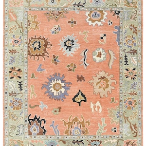 Peach Oushak style Hand Knotted Rug 4x6, 5x8, 6x9, 8x10, 9x12, 10x14 ft Handmade Rugs for Living Room - Antique Style Contemporary rug