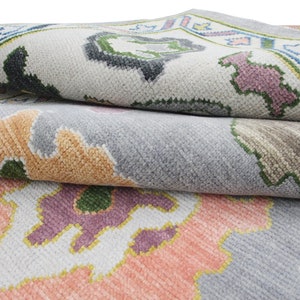 Grey Hand-Knotted Wool Rug, Colorful Turkish Rug, Handmade Wool Rug For Nursery Or Bedroom: Endless Summer Large Area Rug