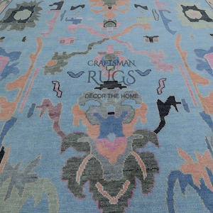 Eleganter Lt. Blauer Indo Oushak Teppich - 4x6, 5x8, 6x9, 8x10, 9x12, 10x14, 12 x 15 ft Vintage Teppiche für Wohnzimmer - Handgemachter Teppich