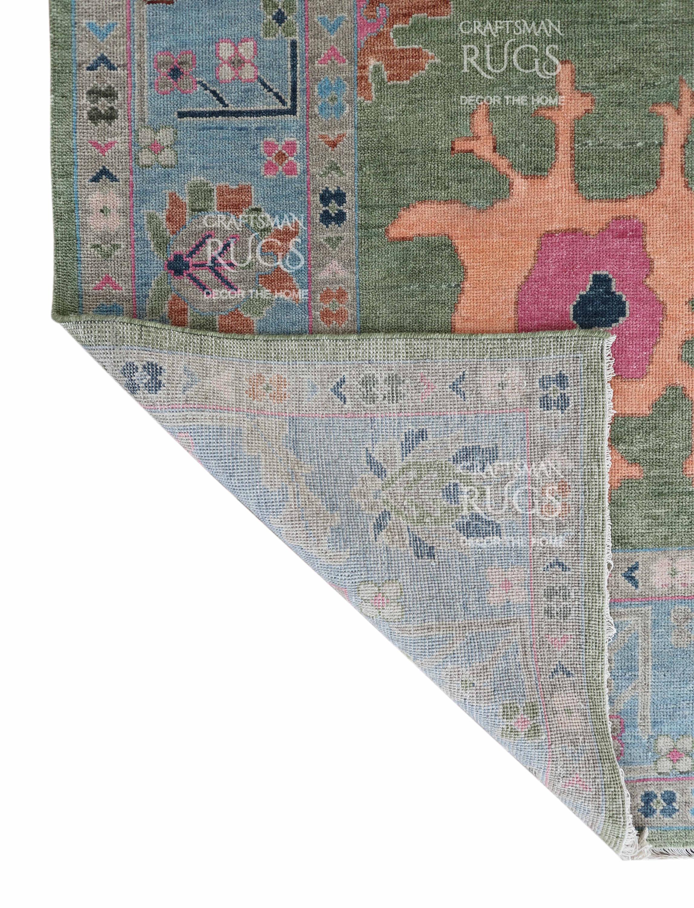 10x14 Ft Quick Ship! Green Turkish Inspired Oushak Design Hand Knotted ...