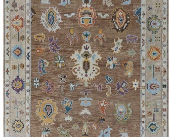Mocha Mousse Oushak Hand Knotted Rug 4x6, 5x8, 6x9, 8x10, 9x12, 10x14 ft Contemporary Handmade Rug for Living Room - Bedroom - Office