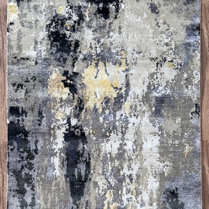 5 x 8 ft prachtig abstract modern tapijt - handgeknoopt wol-viscose vloerkleed eetkamer- slaapkamer- woonkamer, handgemaakte tapijten